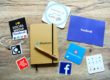Social media marketing stickers and notebook
