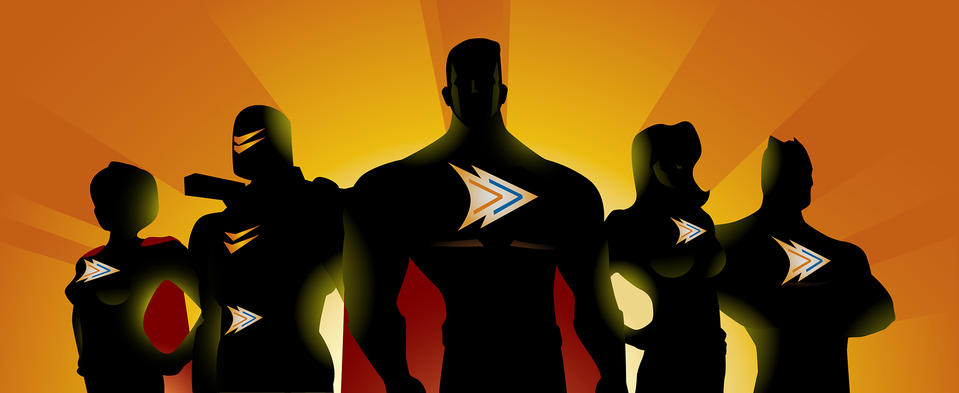 superhero group silhouette